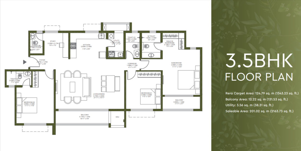 Godrej Lakeside Orchard Phase 2 floor plan 3.5 bhk