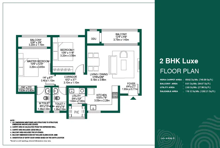 Godrej Woodscapes 2 bhk floor plan