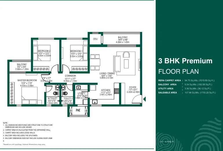 Godrej Woodscapes 3 bhk floor plan