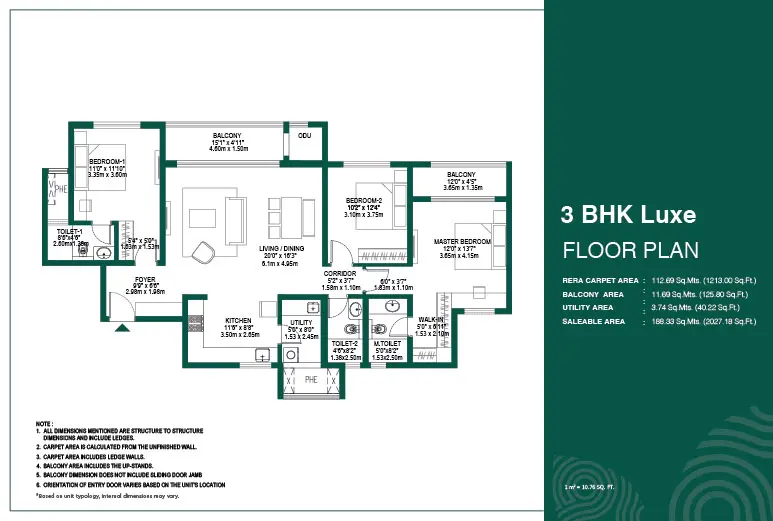 Godrej Woodscapes 3 bhk lux floor plan