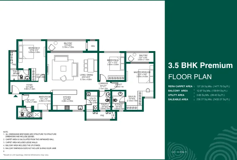 Godrej Woodscapes 3.5 bhk floor plan