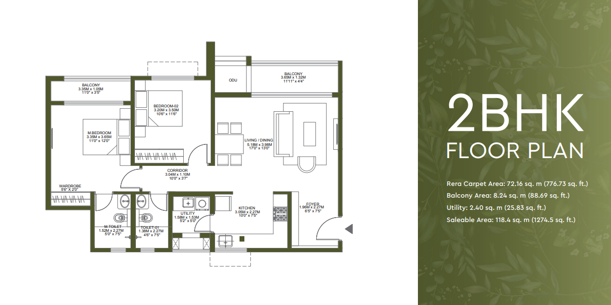 2 bhk floor plan
