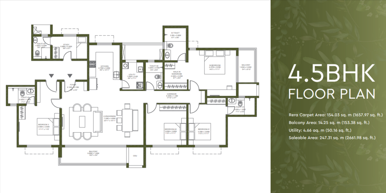 4.5 bhk floor plan