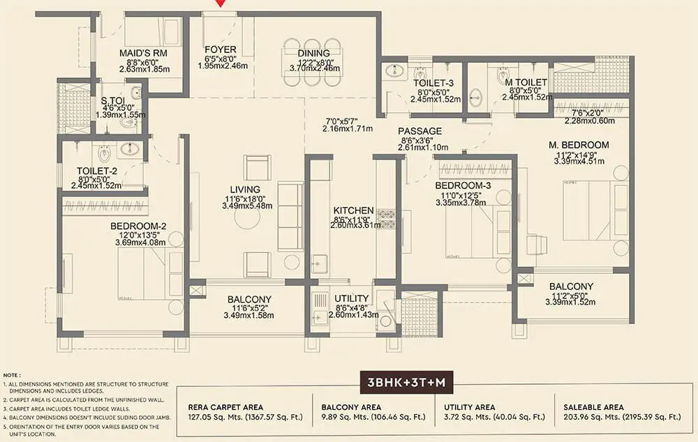 Godrej-Aveline Floor plan 3BHK