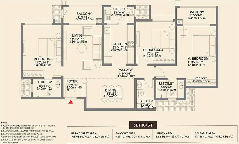 Godrej-Aveline-Yelahanka floor plan 3BHK