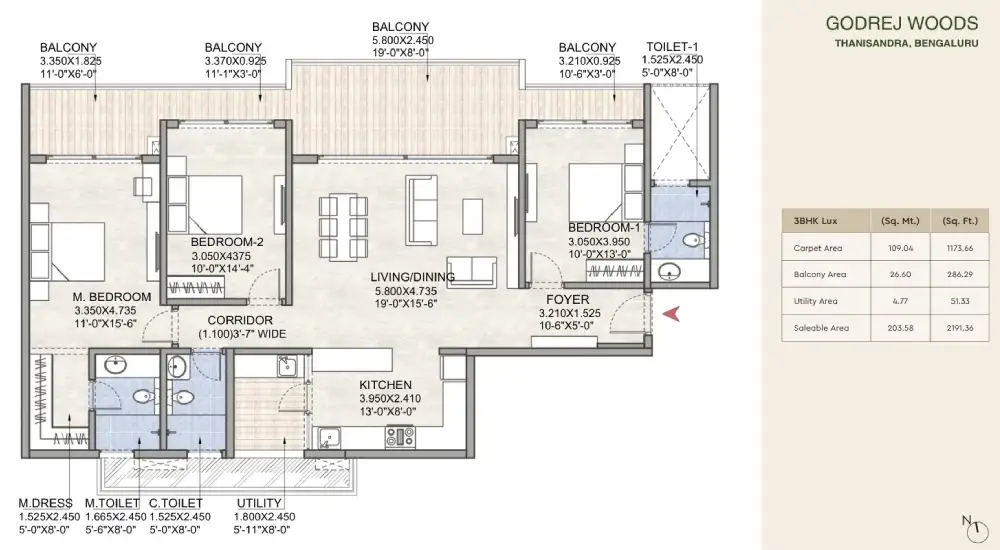 godrej woods floor plan 3 bhk
